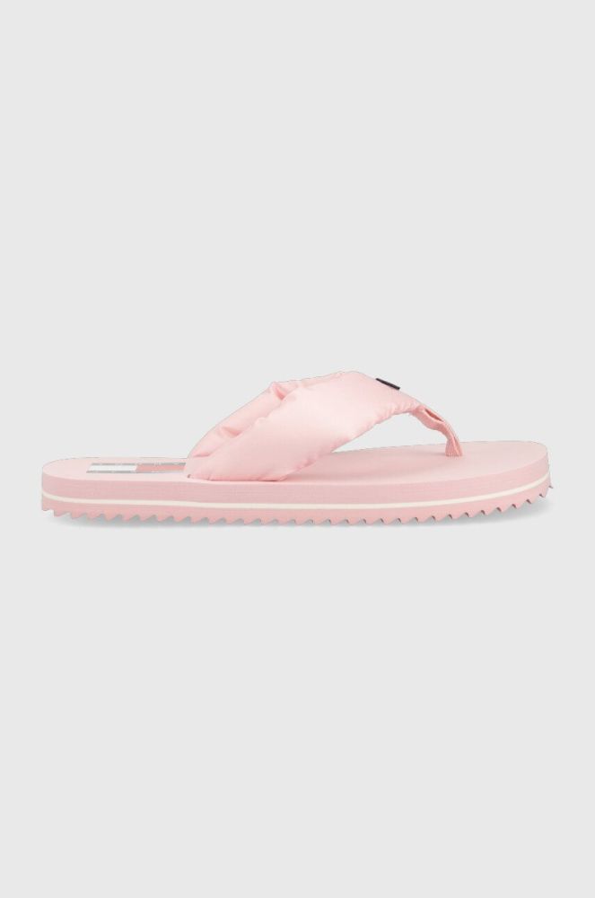 В'єтнамки Tommy Jeans FLAG EVA BEACH SANDAL жіночі колір рожевий на плоскому ходу EN0EN02111