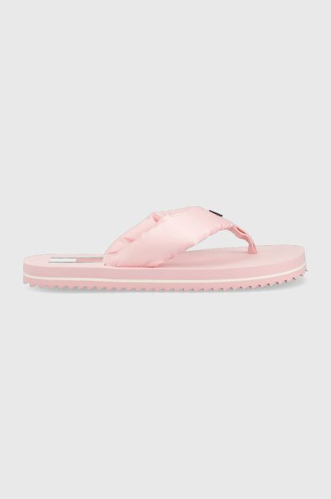 В'єтнамки Tommy Jeans FLAG EVA BEACH SANDAL жіночі колір рожевий на плоскому ходу EN0EN02111