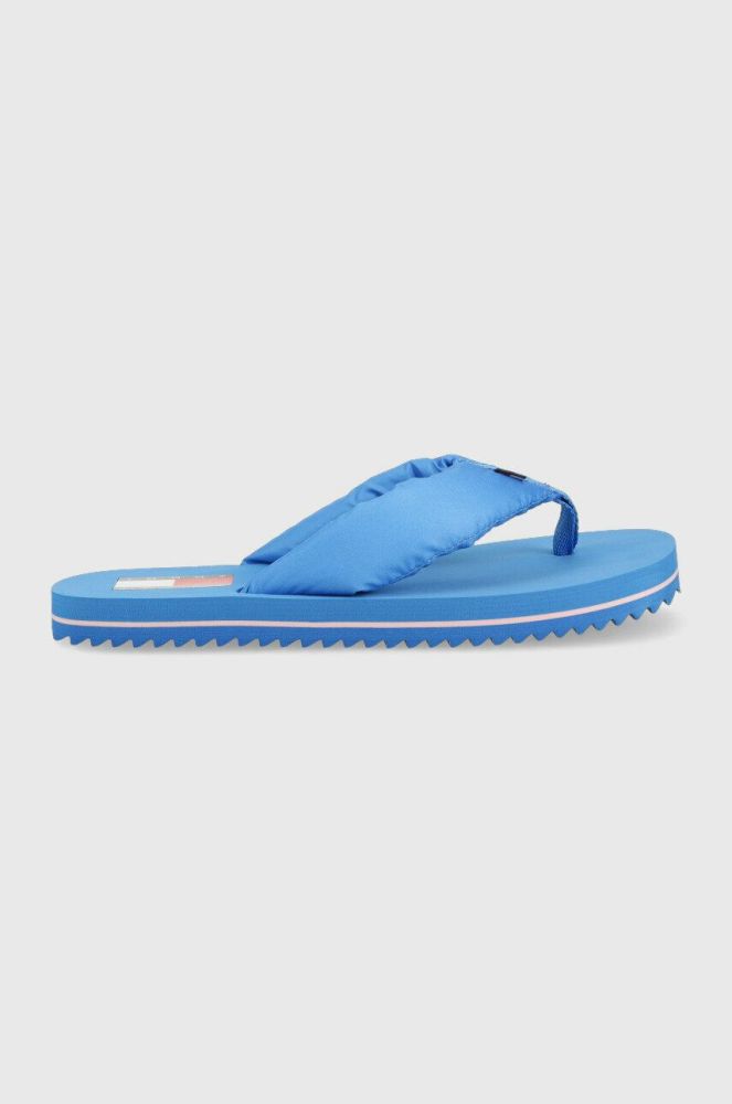 В'єтнамки Tommy Jeans FLAG EVA BEACH SANDAL жіночі на плоскому ходу EN0EN02111 колір блакитний