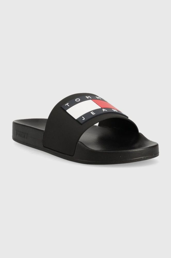 Шльопанці Tommy Jeans FLAG POOL SLD ESS жіночі колір чорний EN0EN02115 фото 2
