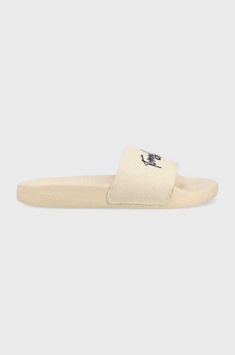 Шльопанці Tommy Jeans GRAPHIC POOL SLIDE жіночі колір бежевий EN0EN02178 Шльопанці Tommy Jeans GRAPHIC POOL SLIDE жіночі колір бежевий EN0EN02178