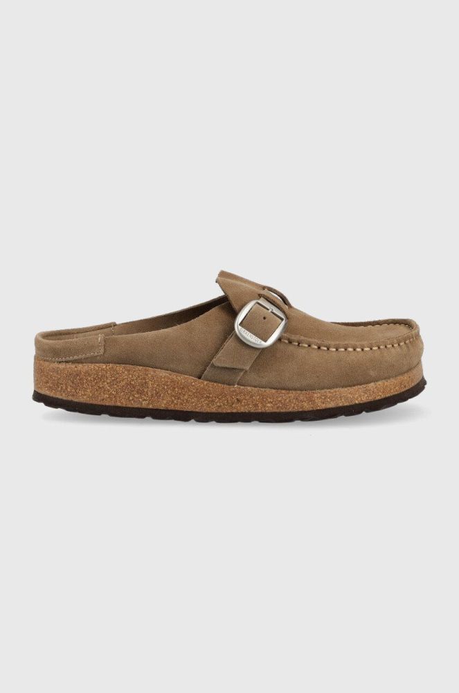 Замшеві шльопанці Birkenstock Buckley жіночі колір бежевий 1019490