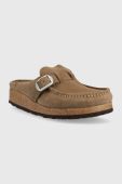 Замшеві шльопанці Birkenstock Buckley жіночі колір бежевий 1019490