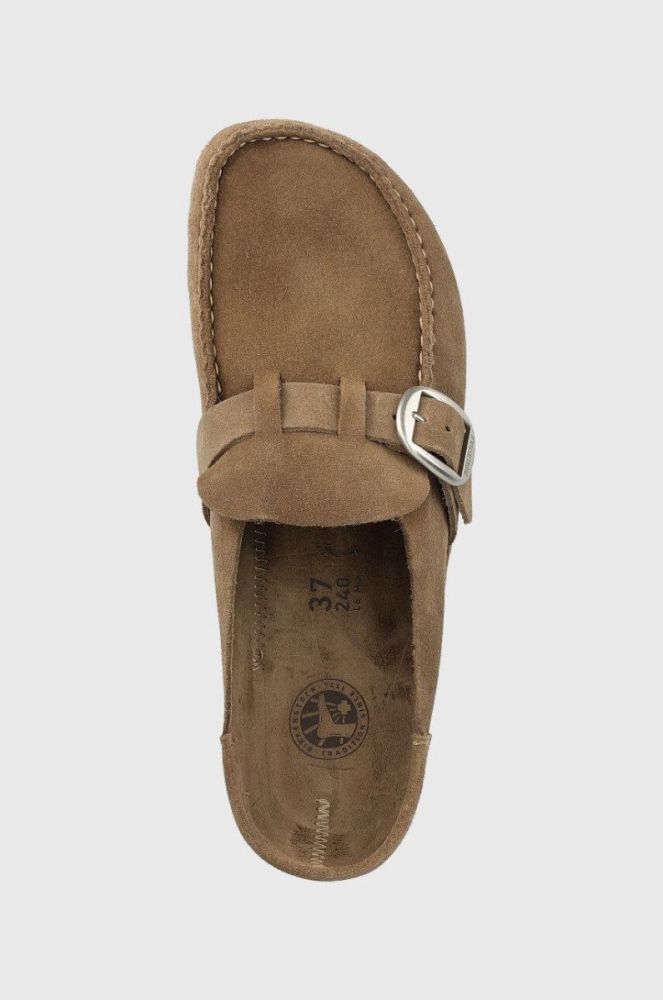 Замшеві шльопанці Birkenstock Buckley жіночі колір бежевий 1019490 фото 4