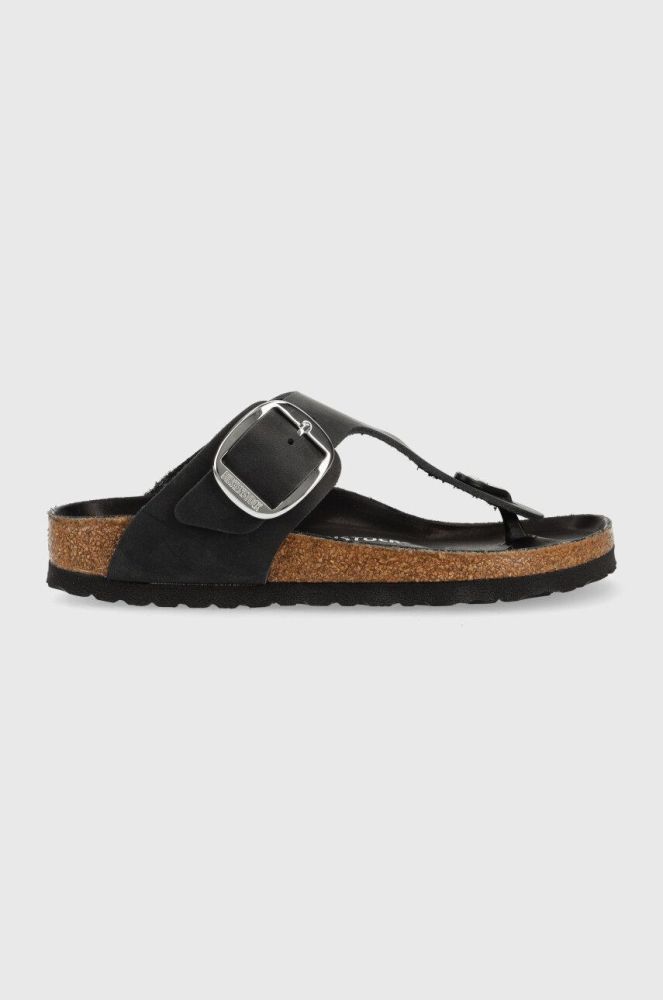 Замшеві в'єтнамки Birkenstock Gizeh Big Buckle жіночі колір чорний на плоскому ходу