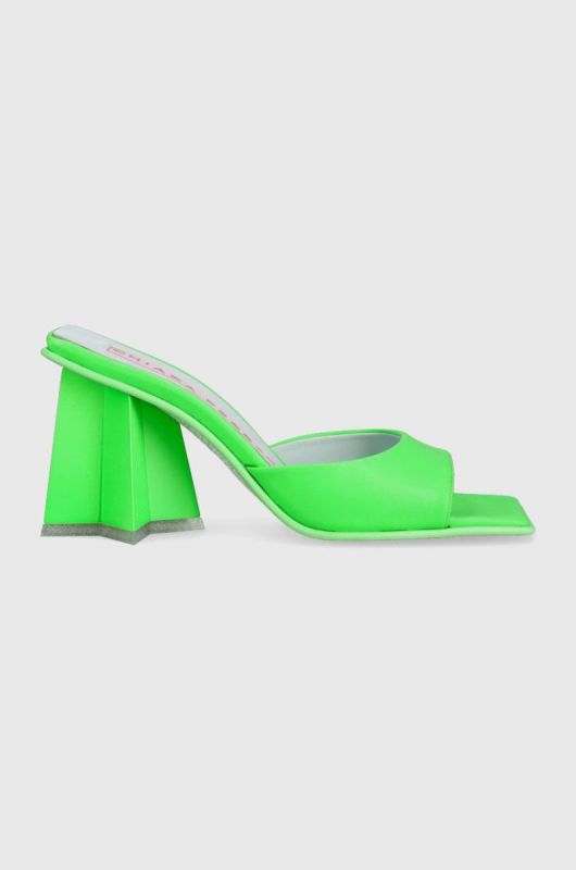 Шльопанці Chiara Ferragni CF3132_041 жіночі колір зелений каблук блок CF STAR HEEL 85