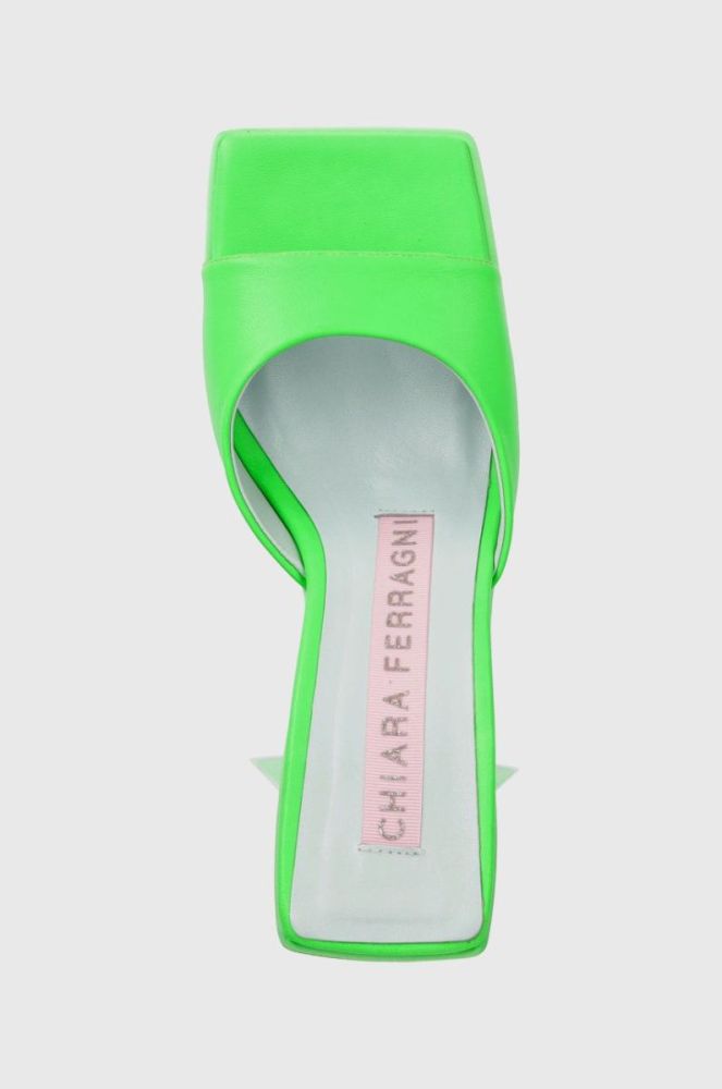 Шльопанці Chiara Ferragni CF3132_041 жіночі колір зелений каблук блок CF STAR HEEL 85 фото 4