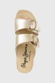 Шльопанці Pepe Jeans DELHI жіночі колір золотий на танкетці PLS90618