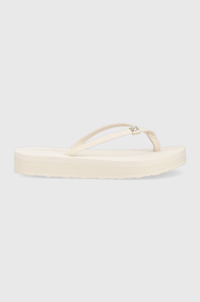 В'єтнамки Tommy Hilfiger TH MONOGRAM FLAT SANDAL жіночі колір білий на платформі FW0FW06964