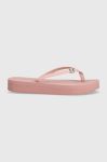 В'єтнамки Tommy Hilfiger TH MONOGRAM FLAT SANDAL жіночі колір рожевий на платформі FW0FW06964