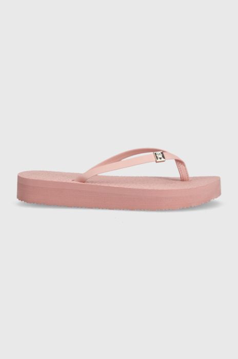 В'єтнамки Tommy Hilfiger TH MONOGRAM FLAT SANDAL жіночі колір рожевий на платформі FW0FW06964