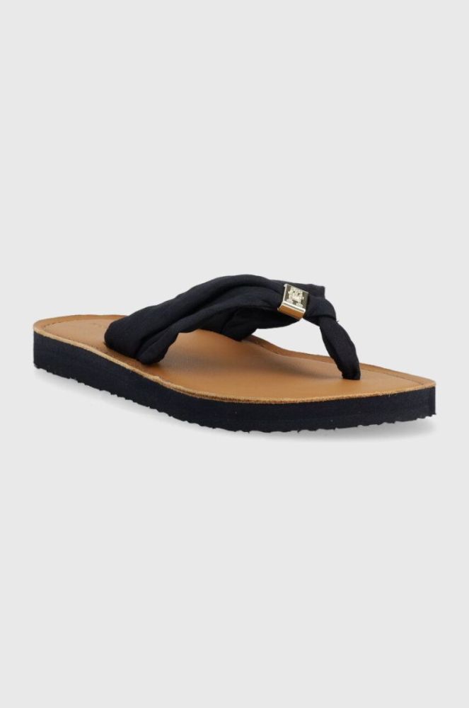 В'єтнамки Tommy Hilfiger TH ELEVATED BEACH SANDAL жіночі колір синій на плоскому ходу FW0FW06985 фото 2