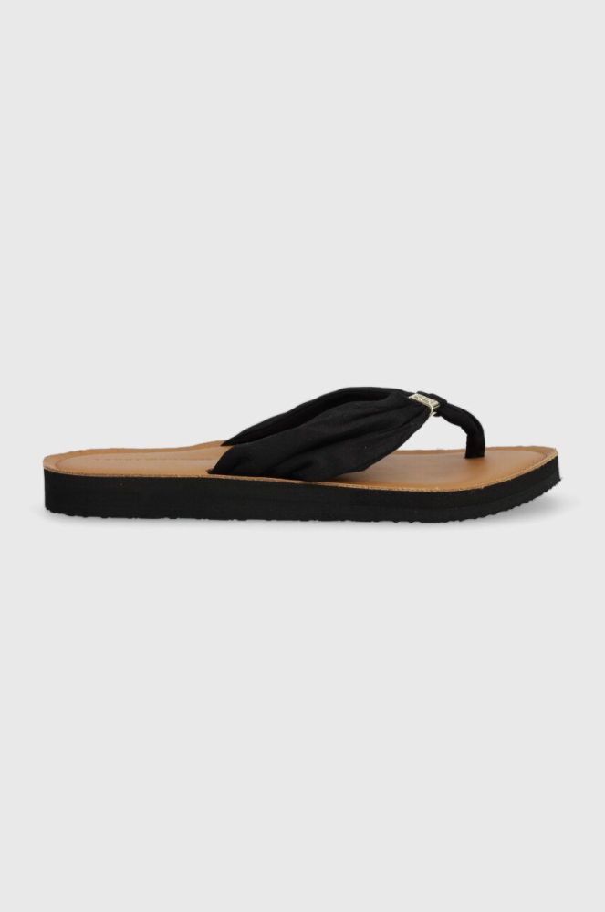 В'єтнамки Tommy Hilfiger TH ELEVATED BEACH SANDAL жіночі колір чорний на плоскому ходу FW0FW06985