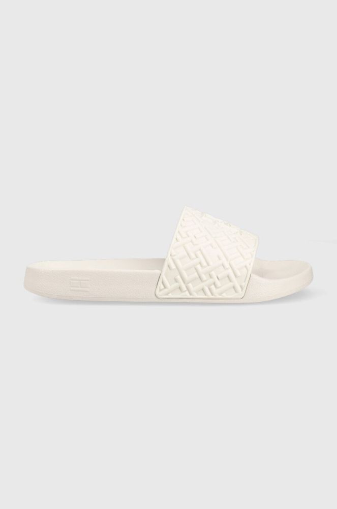 Шльопанці Tommy Hilfiger TH MONOGRAM POOL SLIDE жіночі колір білий FW0FW06987