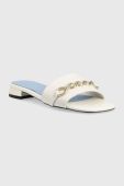 Шкіряні шльопанці Tommy Hilfiger TH CHAIN FEMININE FLAT SANDAL жіночі колір білий FW0FW06993