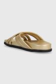 Шкіряні шльопанці Tommy Hilfiger STRAP FEMININE SANDAL GOLDEN жіночі колір золотий FW0FW06994