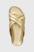 Шкіряні шльопанці Tommy Hilfiger STRAP FEMININE SANDAL GOLDEN жіночі колір золотий FW0FW06994