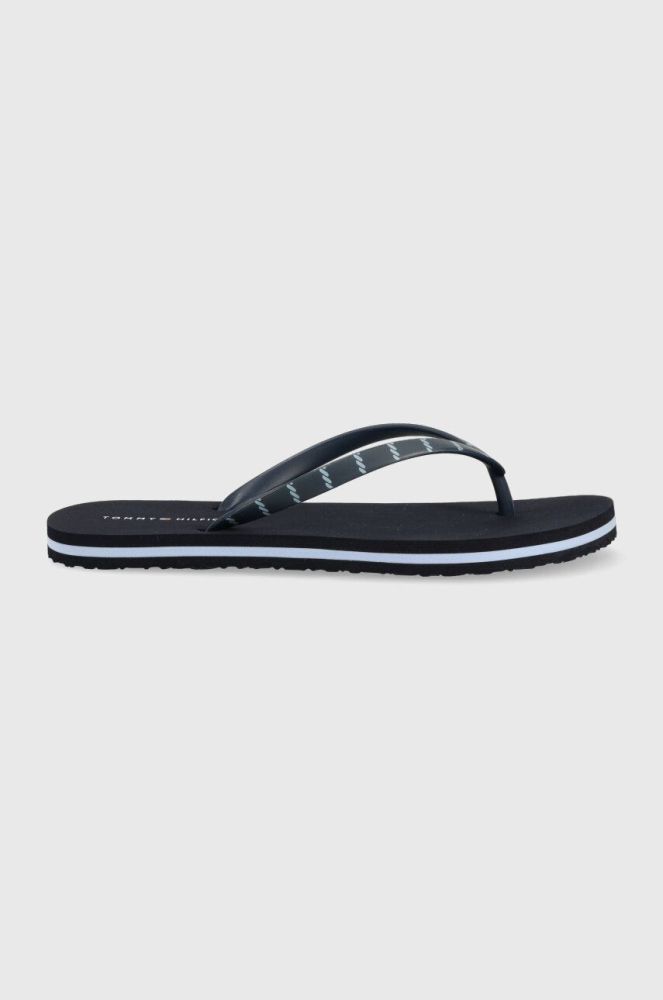 В'єтнамки Tommy Hilfiger TOMMY ESSENTIAL BEACH SANDAL жіночі колір синій на плоскому ходу FW0FW07141