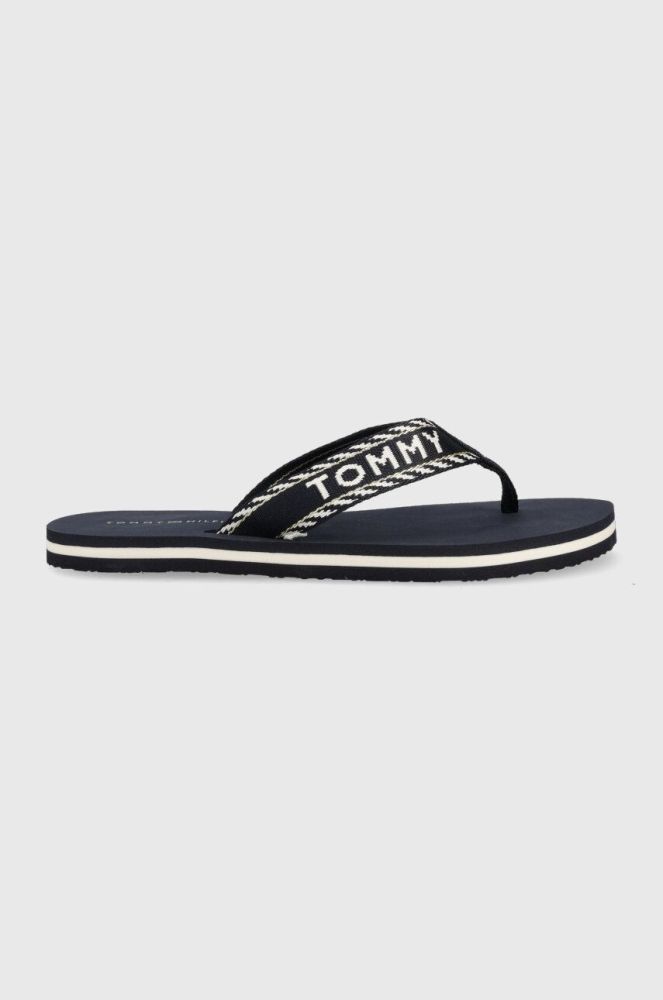 В'єтнамки Tommy Hilfiger TOMMY WEBBING SANDAL жіночі колір синій на плоскому ходу FW0FW07143