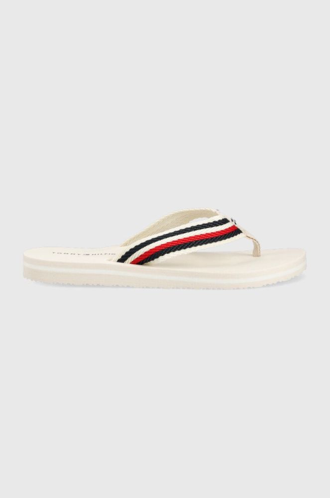 В'єтнамки Tommy Hilfiger TOMMY ESSENTIAL COMFORT SANDAL жіночі колір білий на плоскому ходу FW0FW07147