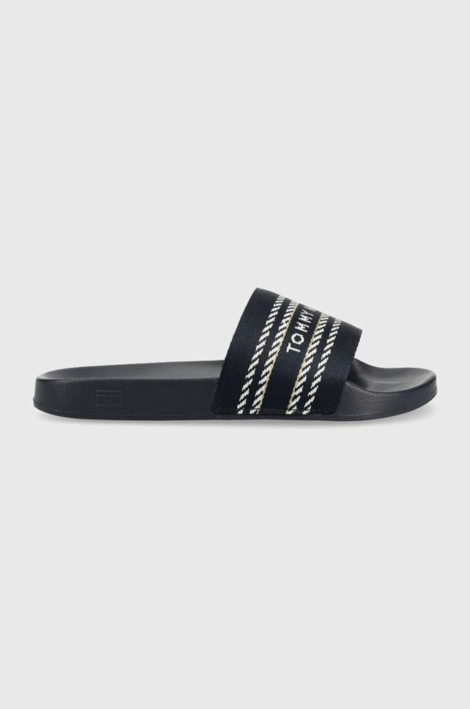 Шльопанці Tommy Hilfiger TOMMY WEBBING SLIDE жіночі колір синій FW0FW07153