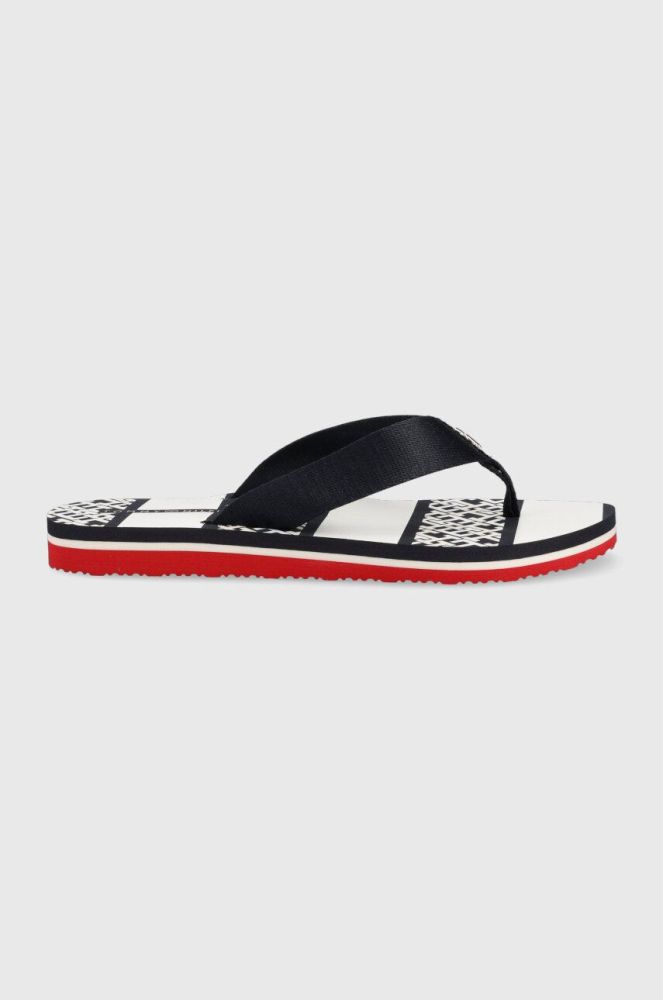 В'єтнамки Tommy Hilfiger TH MONOGRAM ESSENTIAL SANDAL жіночі колір синій на плоскому ходу FW0FW07162