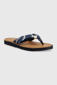 В'єтнамки Tommy Hilfiger TH ELEVATED BEACH SANDAL PRINT жіночі колір синій на плоскому ходу FW0FW07164