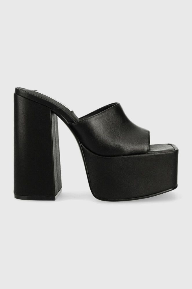 Шкіряні шльопанці Steve Madden Trixie жіночі колір чорний каблук блок SM11002169
