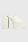 Шкіряні шльопанці Steve Madden Trixie жіночі колір білий каблук блок SM11002169