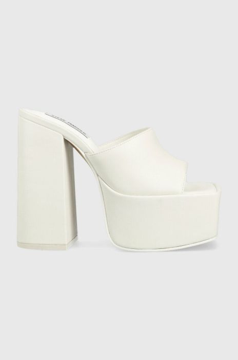 Шкіряні шльопанці Steve Madden Trixie жіночі колір білий каблук блок SM11002169