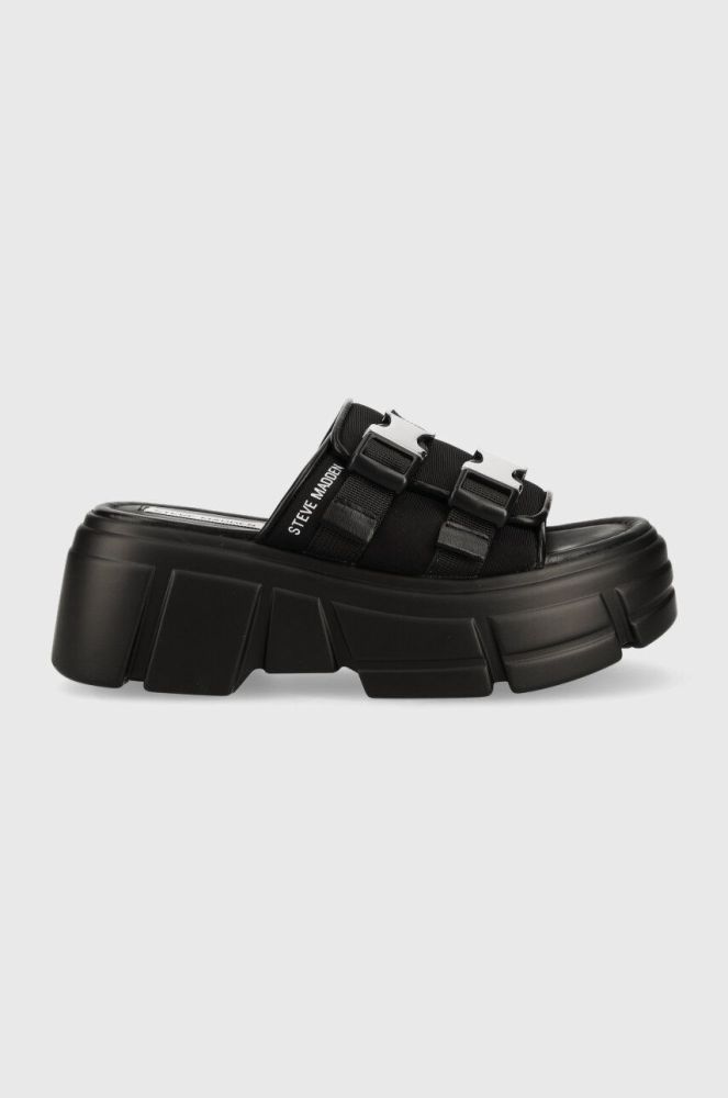 Шльопанці Steve Madden Activator жіночі колір чорний на платформі SM11002460