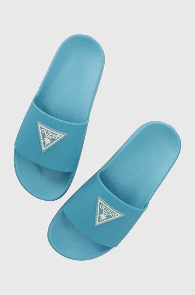 Шльопанці Guess GUESS BEACH SLIPPERS жіночі колір бірюзовий E3GZ12 BB00F