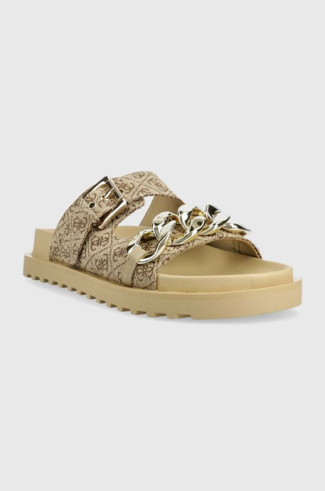 Шльопанці Guess FATEMA2 жіночі колір бежевий FL6FT2 FAL03 фото 2