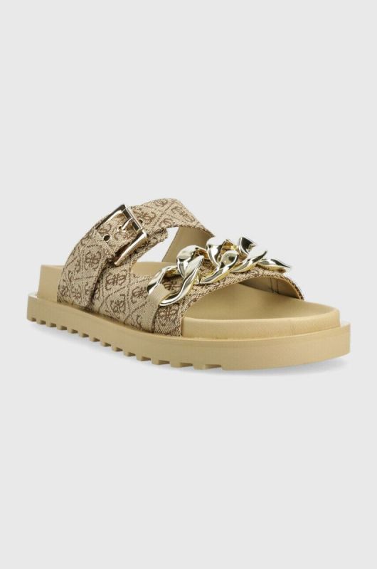 Шльопанці Guess FATEMA2 жіночі колір бежевий FL6FT2 FAL03 фото 2