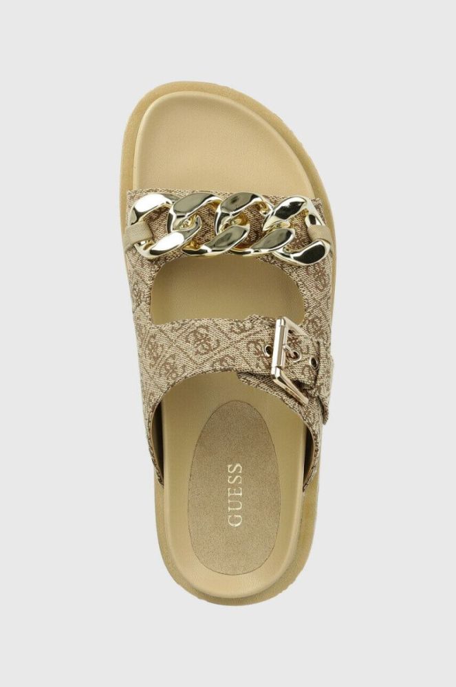 Шльопанці Guess FATEMA2 жіночі колір бежевий FL6FT2 FAL03 фото 4