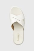 Шкіряні шльопанці Lauren Ralph Lauren Kelsie жіночі колір білий 802896838001