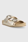 Шкіряні шльопанці Mexx Lia жіночі колір золотий MXSY008202W