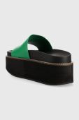 Шльопанці HUGO Lisa жіночі колір зелений на платформі 50493064