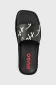 Шльопанці HUGO Emma жіночі колір чорний на платформі 50493072