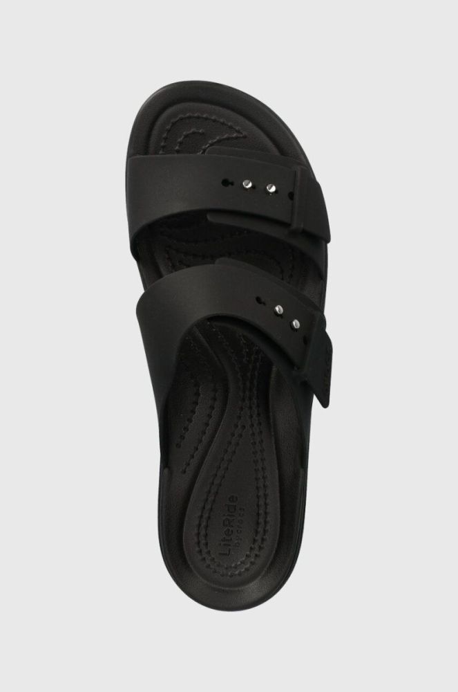 Шльопанці Crocs Brooklyn Low Wedge Sandal жіночі колір чорний на платформі 207431 фото 4