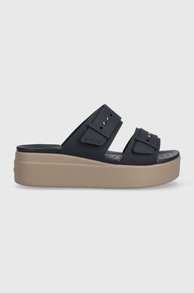 Шльопанці Crocs Brooklyn Low Wedge Sandal жіночі колір синій на платформі 207431