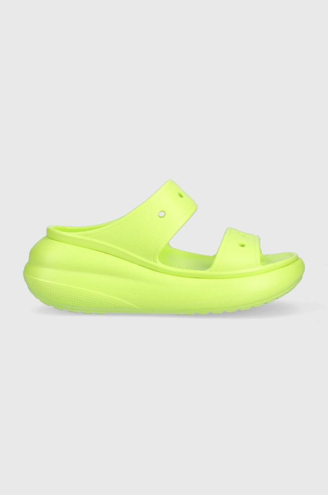 Шльопанці Crocs CLASSIC CRUSH SANDAL жіночі колір зелений на платформі 207670 207670.3UH-3UH