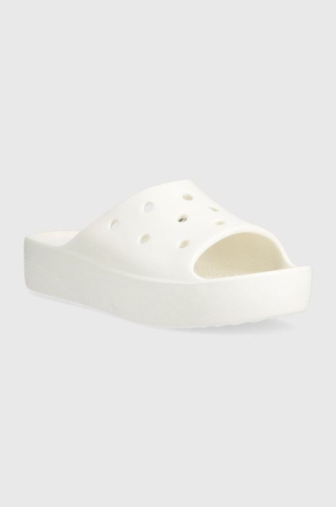 Шльопанці Crocs Classic Platform Slide жіночі колір білий на платформі 208180 208180.100-100 фото 2