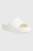 Шльопанці Crocs Classic Platform Slide жіночі колір білий на платформі 208180 208180.100-100