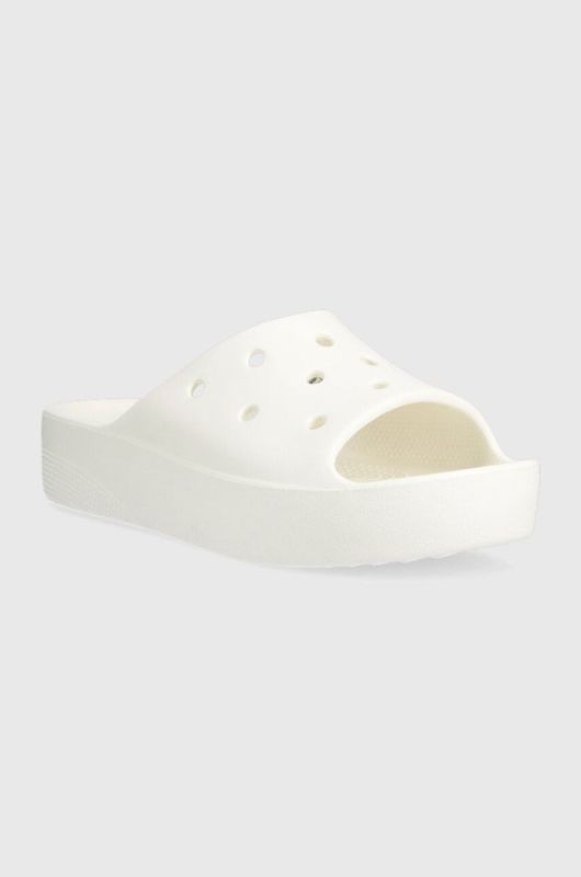 Шльопанці Crocs Classic Platform Slide жіночі колір білий на платформі 208180 208180.100-100 фото 2