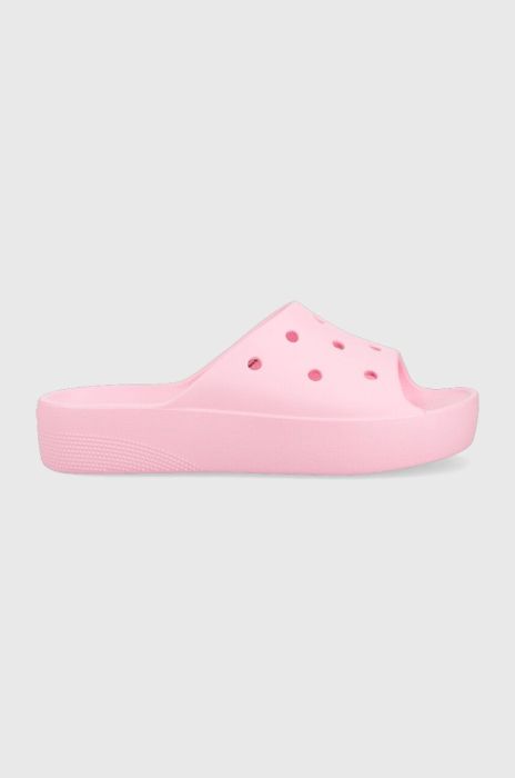 Шльопанці Crocs Classic Platform Slide жіночі колір рожевий на платформі 208180 208180.6S0-6S0