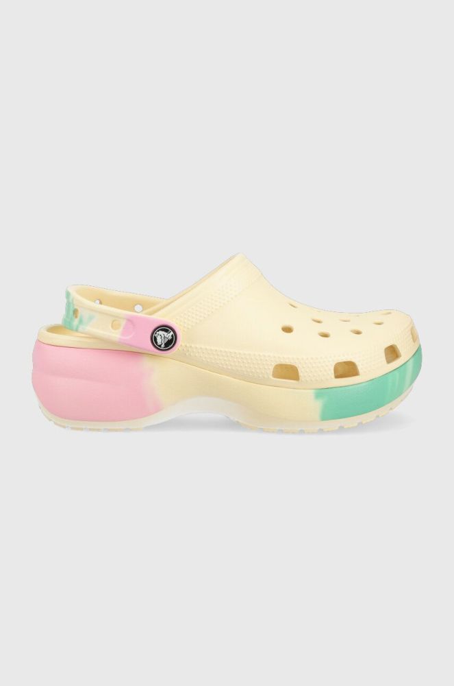 Шльопанці Crocs Classic Platform Ombre Clog жіночі колір бежевий на платформі 208278 208278.1FR-1FR