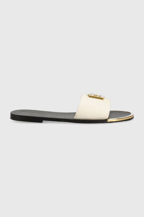 Шкіряні шльопанці Dkny GRACEN жіночі колір бежевий K1381707 Шкіряні шльопанці Dkny GRACEN жіночі колір бежевий K1381707
