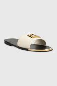 Шкіряні шльопанці Dkny GRACEN жіночі колір бежевий K1381707 Шкіряні шльопанці Dkny GRACEN жіночі колір бежевий K1381707