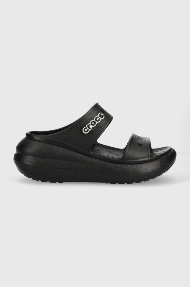 Шльопанці Crocs Classic Crush Sandal жіночі колір чорний на платформі 207670 207670.001-001